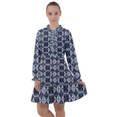 Geometric Monochrome Triangle All Frills Chiffon Dress by Bedest