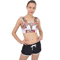 Ramen Cat Noodles Cute Japanes V-back Sports Bra by Modalart