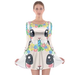 Unicorn Rabbit Hare Wreath Cute Long Sleeve Skater Dress by Modalart