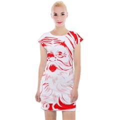 Santa Claus Red Christmas Cap Sleeve Bodycon Dress by Modalart