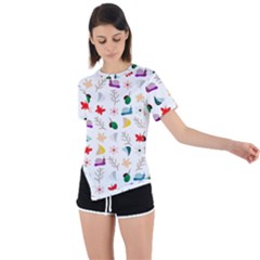 Snail Butterfly Pattern Seamless Asymmetrical Short Sleeve Sports T-shirt by Bedest