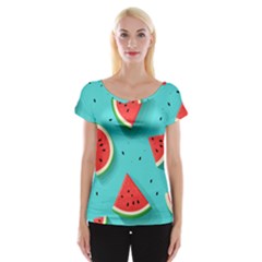 Watermelon Fruit Slice Cap Sleeve Top by Bedest