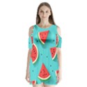 Watermelon Fruit Slice Shoulder Cutout Velvet One Piece View1