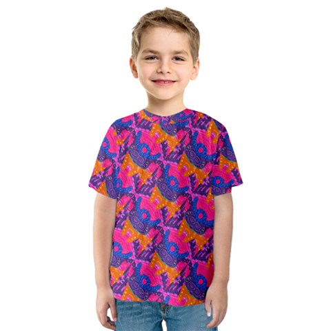 Purple Blue Abstract Pattern Kids  Sport Mesh T-shirt by Bedest