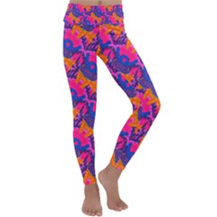 Purple Blue Abstract Pattern Kids  Lightweight Velour Classic Yoga Leggings by Bedest