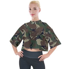 Camouflage Pattern Fabric Mock Neck T-shirt by Bedest