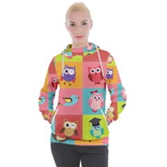 Owls Pattern Abstract Art Desenho Vector Cartoon Women s Hooded Pullover by Bedest