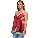 Watermelon Fruit Green Red Casual Spaghetti Strap Chiffon Top View2