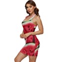 Watermelon Fruit Green Red Sleeveless Wide Square Neckline Ruched Bodycon Dress View2