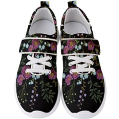 Embroidery Trend Floral Pattern Small Branches Herb Rose Men s Velcro Strap Shoes by Ndabl3x