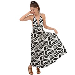 Soft Pattern Repeat Monochrome Backless Maxi Beach Dress by Ravend