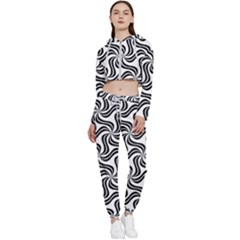 Soft Pattern Repeat Monochrome Cropped Zip Up Lounge Set by Ravend