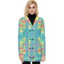 Checkerboard Squares Abstract Art Button Up Hooded Coat  View1