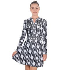 Geometric Floral Curved Shape Motif Long Sleeve Panel Dress by Ravend