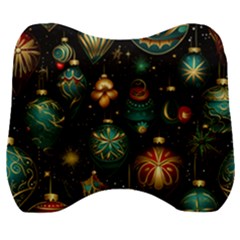 Christmas Ornaments Pattern Velour Head Support Cushion by Ravend