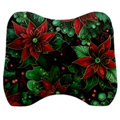 Flower Floral Pattern Christmas Velour Head Support Cushion by Ravend