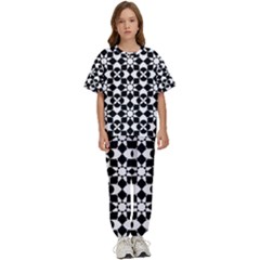 Mosaic Floral Repeat Pattern Kids  T-shirt And Pants Sports Set by Ravend