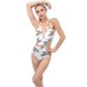 Pattern Dragonfly Background Plunging Cut Out Swimsuit View1