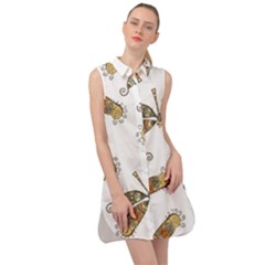 Pattern Dragonfly Background Sleeveless Shirt Dress by Ravend