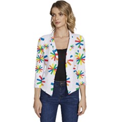 Celebrate Pattern Colorful Design Women s Casual 3/4 Sleeve Spring Jacket by Ravend