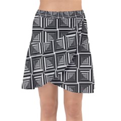 Pattern Op Art Black White Grey Wrap Front Skirt by Ravend