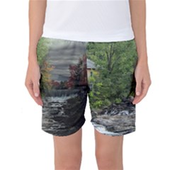 Landscape Summer Fall Colors Mill Women s Basketball Shorts by Amaryn4rt