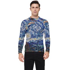 Mosaic Art Vincent Van Gogh Starry Night Men s Long Sleeve Rash Guard by Modalart