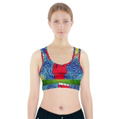 Cartoon Dog Starry Night Van Gogh Parody Sports Bra With Pocket by Modalart