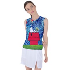 Cartoon Dog Starry Night Van Gogh Parody Women s Sleeveless Sports Top by Modalart