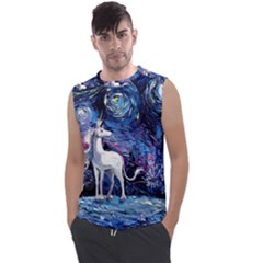 Unicorn Starry Night Print Van Gogh Men s Regular Tank Top by Modalart