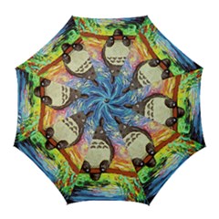 Totoro Starry Night Art Van Gogh Parody Golf Umbrellas by Modalart