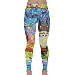 Totoro Starry Night Art Van Gogh Parody Classic Yoga Leggings by Modalart