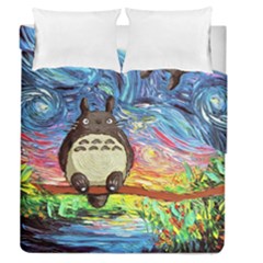 Totoro Starry Night Art Van Gogh Parody Duvet Cover Double Side (queen Size) by Modalart