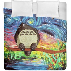 Totoro Starry Night Art Van Gogh Parody Duvet Cover Double Side (king Size) by Modalart