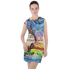 Totoro Starry Night Art Van Gogh Parody Drawstring Hooded Dress by Modalart