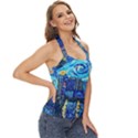 Starry Night Van Gogh Painting Art City Scape Basic Halter Top View3