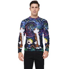 Cartoon Art Starry Night Van Gogh Men s Long Sleeve Rash Guard by Modalart