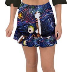 Cartoon Art Starry Night Van Gogh Fishtail Mini Chiffon Skirt by Modalart