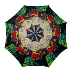 Cartoon Starry Night Vincent Van Gogh Golf Umbrellas by Modalart