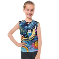 Adventure Time Art Starry Night Van Gogh Kids  Mesh Tank Top by Modalart