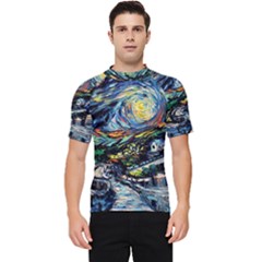 The Great Wall Nature Painting Starry Night Van Gogh Men s Short Sleeve Rash Guard by Modalart