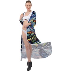 The Great Wall Nature Painting Starry Night Van Gogh Maxi Chiffon Beach Wrap by Modalart