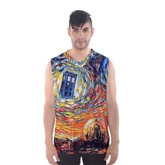 Tardis Starry Night Doctor Who Van Gogh Parody Men s Basketball Tank Top by Modalart