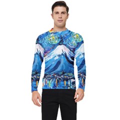 Mount Fuji Art Starry Night Van Gogh Men s Long Sleeve Rash Guard by Modalart