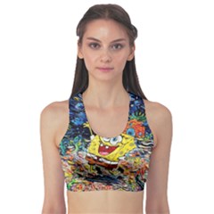 Art Cartoon Starry Night Van Gogh Fitness Sports Bra by Modalart