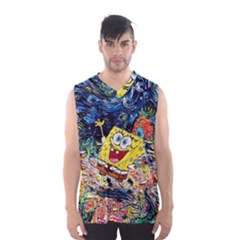 Art Cartoon Starry Night Van Gogh Men s Basketball Tank Top by Modalart