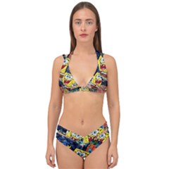 Art Cartoon Starry Night Van Gogh Double Strap Halter Bikini Set by Modalart