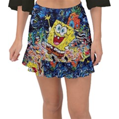 Art Cartoon Starry Night Van Gogh Fishtail Mini Chiffon Skirt by Modalart