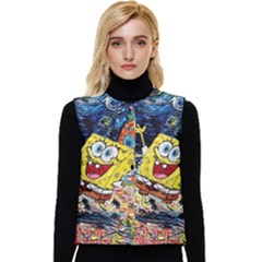 Art Cartoon Starry Night Van Gogh Women s Button Up Puffer Vest by Modalart