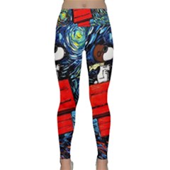 Dog Flying House Cartoon Starry Night Vincent Van Gogh Parody Lightweight Velour Classic Yoga Leggings by Modalart